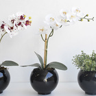 Arranjo De Orquídea Artificial Branca No Vaso Preto | Formosi